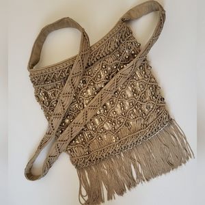 Chicos Cross Body Purse Bag with Sequins and Fringes